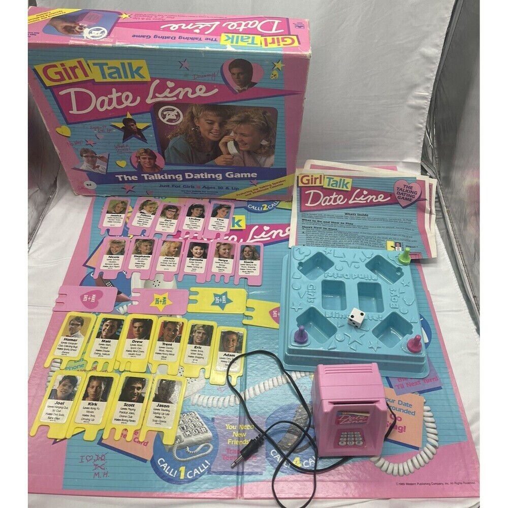 Vintage Girl Talk Date Line Board Game Dateline 1989 No Cassete Incomplete